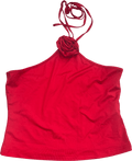 Cider Red Halter Rosette Cami Tank Top UK M - Reliked