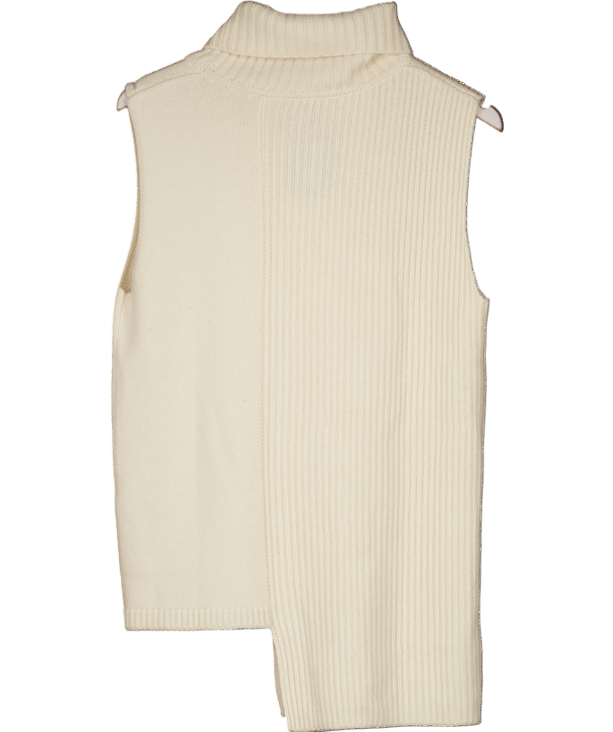 CIL Cream Cashmere In Love 100% Cashmere Sleeveless Roll Neck Split Front Top UK S/M - Reliked