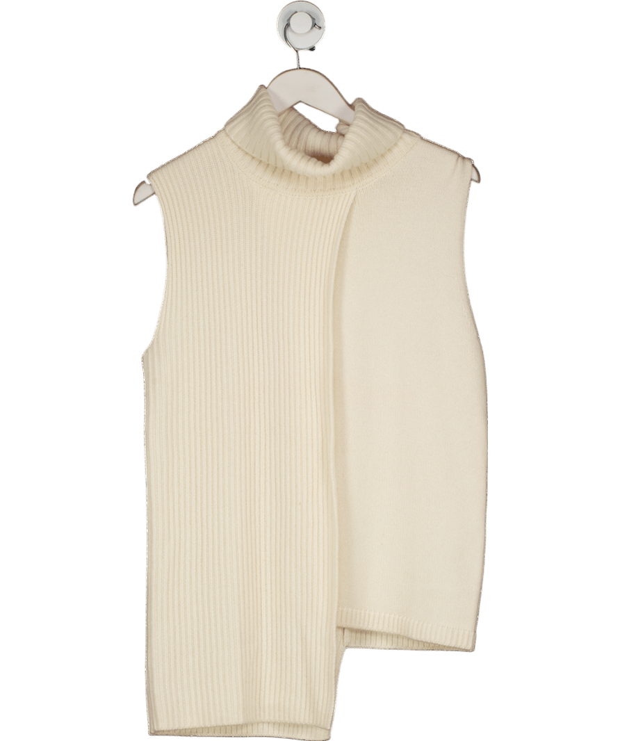 CIL Cream Cashmere In Love 100% Cashmere Sleeveless Roll Neck Split Front Top UK S/M - Reliked