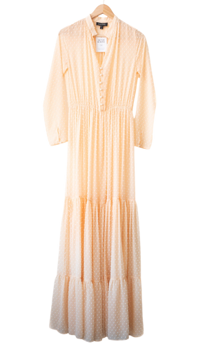 SALONI Orange Peach  Alexia Swiss-dot Chiffon Maxi Dress. UK 8