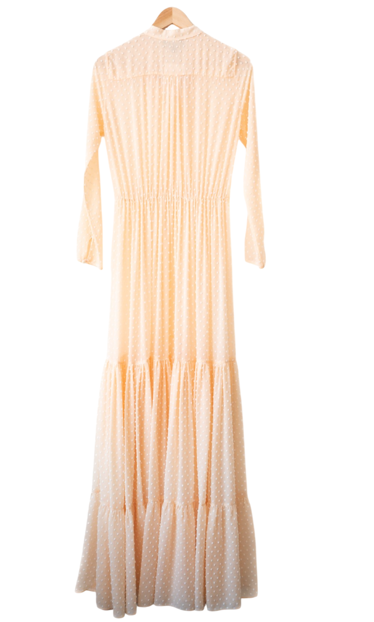 SALONI Orange Peach  Alexia Swiss-dot Chiffon Maxi Dress. UK 8