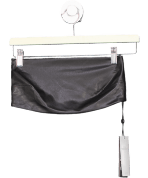 CISELES Black Buttery-soft Vegan Stretch Leather Bandeau Top UK S
