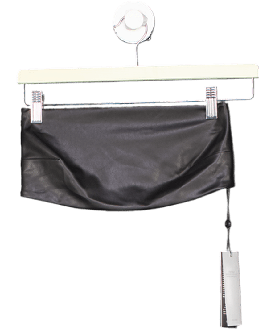 CISELES Black Buttery - soft Vegan Stretch Leather Bandeau Top UK S - Reliked