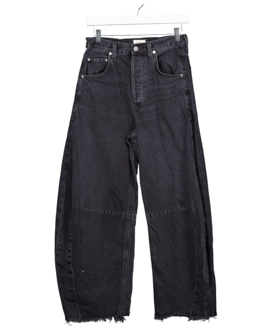 Citizens of Humanity Black Wash Raw Hem Horshoe Barrel Leg Jeans W25 - Reliked