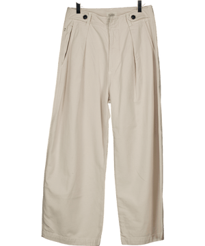 Citizens of Humanity Cream Payton Cropped Pleated Cotton-twill Boyfriend Trousers W25