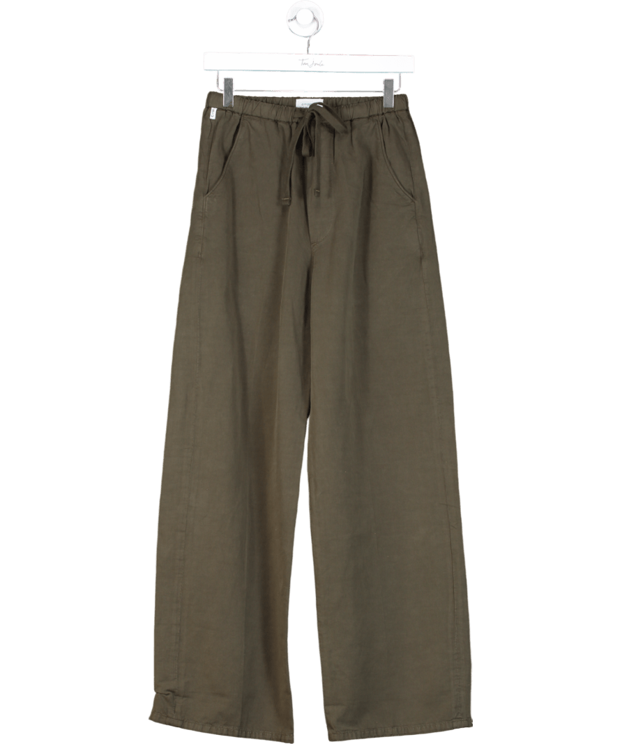 Citizens of Humanity Green Aurora Cotton And Linen Wide Leg Trousers UK XS - Reliked