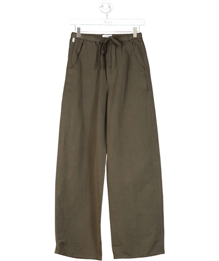 Citizens of Humanity Green Aurora Cotton And Linen Wide Leg Trousers UK XS - Reliked