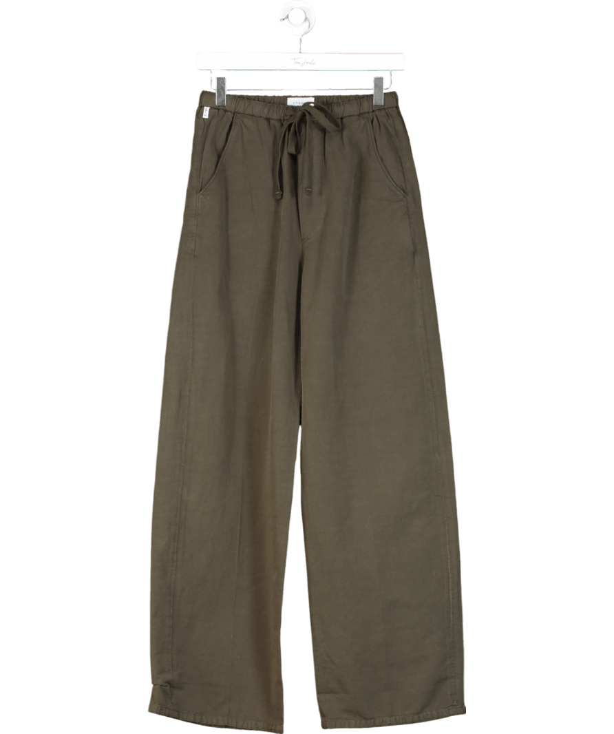 Citizens of Humanity Green Aurora Cotton And Linen Wide Leg Trousers UK XS - Reliked