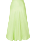 MAGGIE MARILYN Lime Green Where I Want To Be Luxury 100% Silk-satin Midi Skirt UK 6