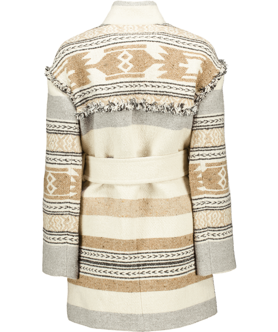 Claudie Pierlot Cream Wool Blend Belted Coat Fr34 UK 6 - Reliked