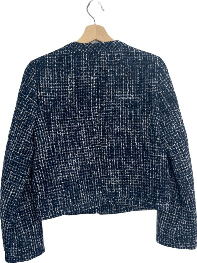 Claudie Pierlot Navy Blue Tweed Button - Up Jacket Size UK 12 - Reliked