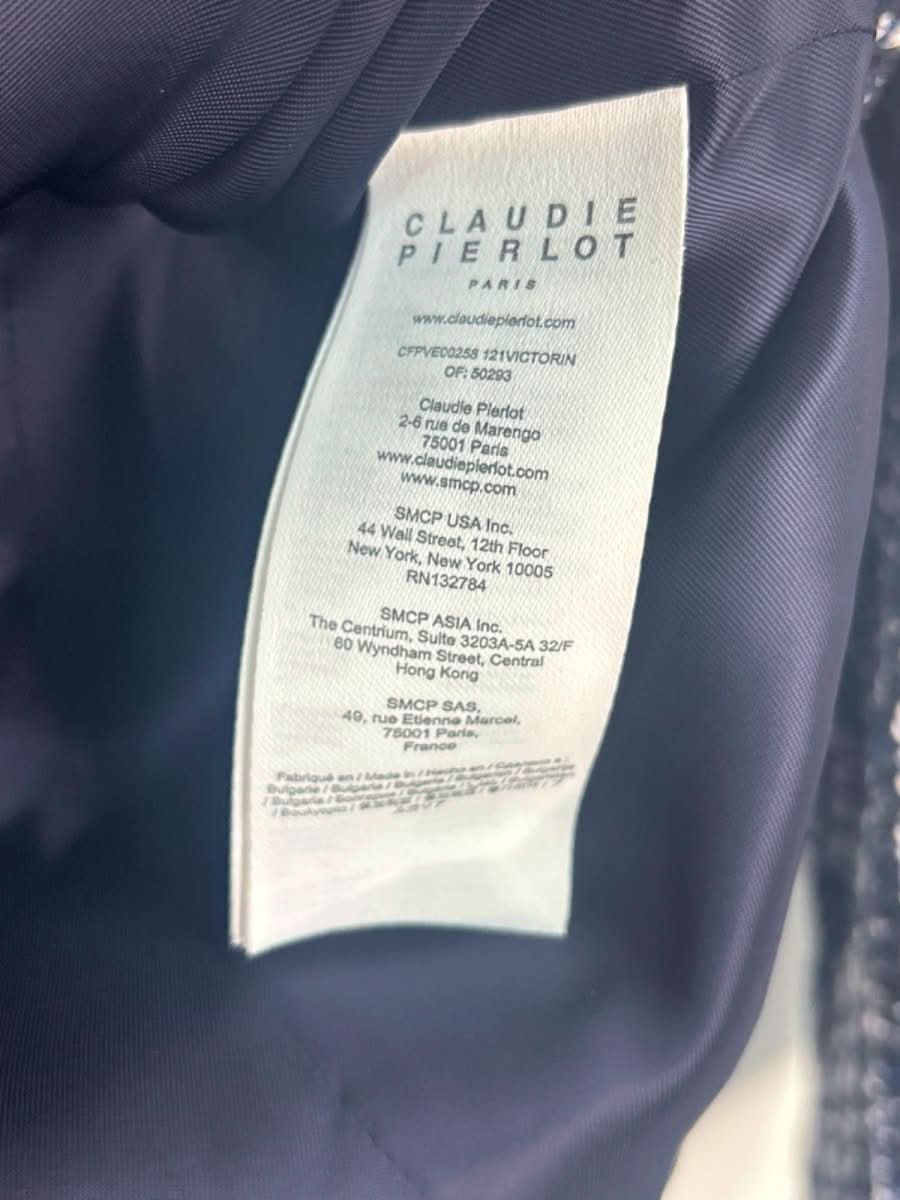 Claudie Pierlot Navy Blue Tweed Button - Up Jacket Size UK 12 - Reliked