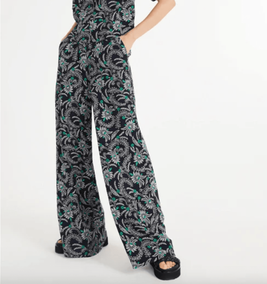 Claudie Pierlot Navy Floral Print Trousers 40UK 12 - Reliked