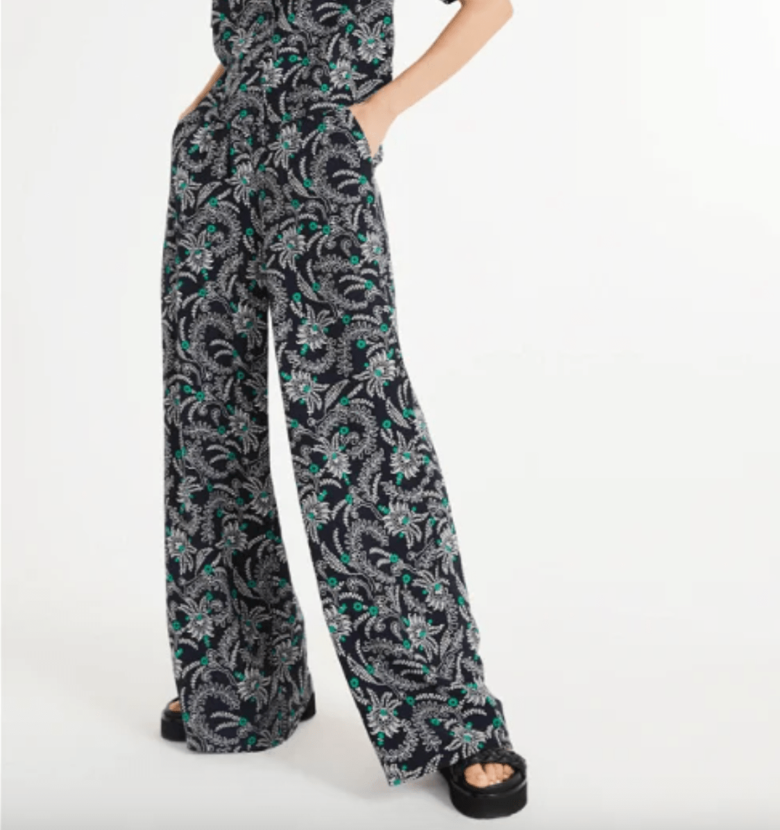 Claudie Pierlot Navy Floral Print Trousers 40UK 12 - Reliked