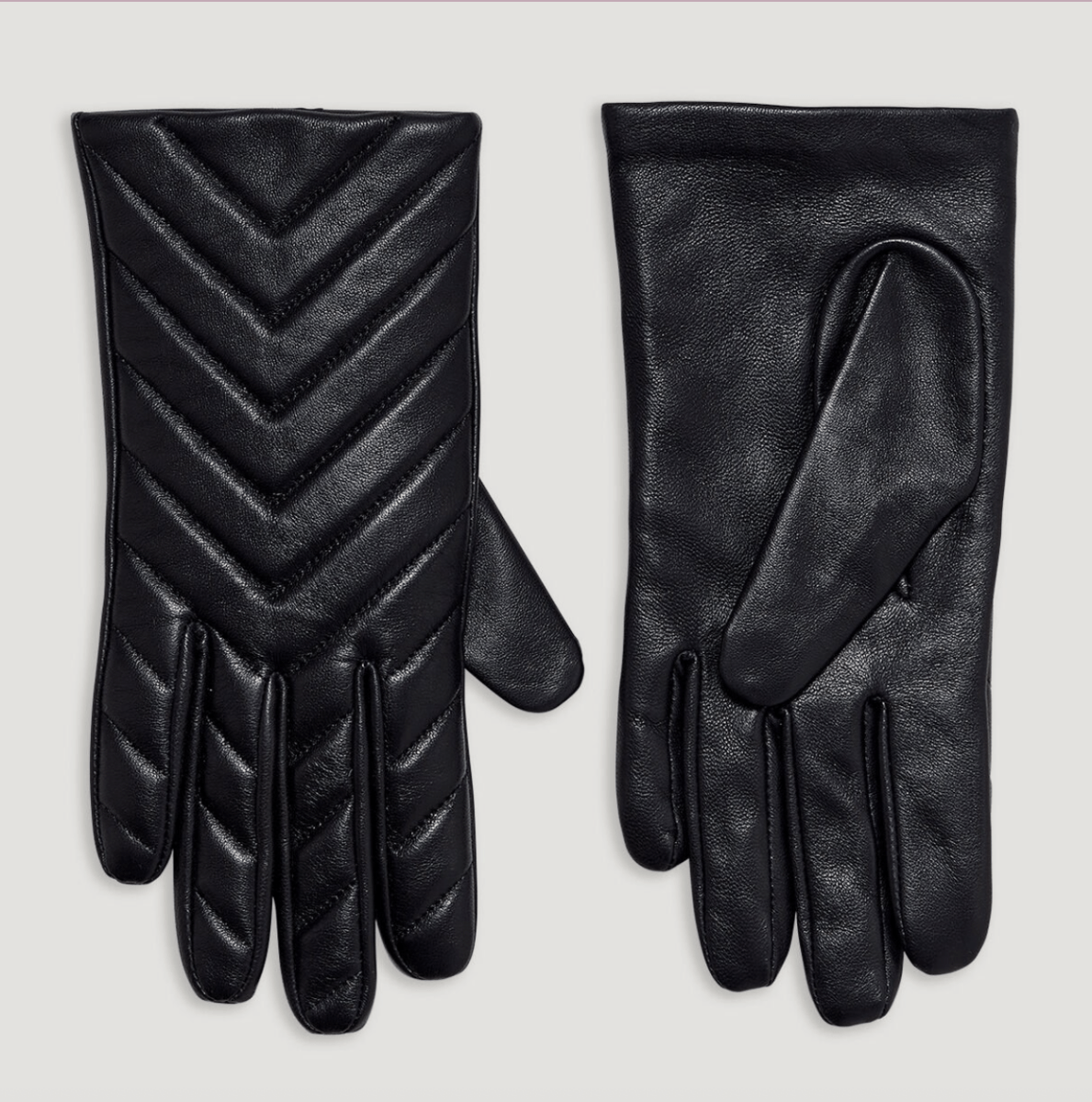 Claudie Pierlot Quilted Black 100% Calfskin Leather Gloves Sz1 UK XS/S - Reliked