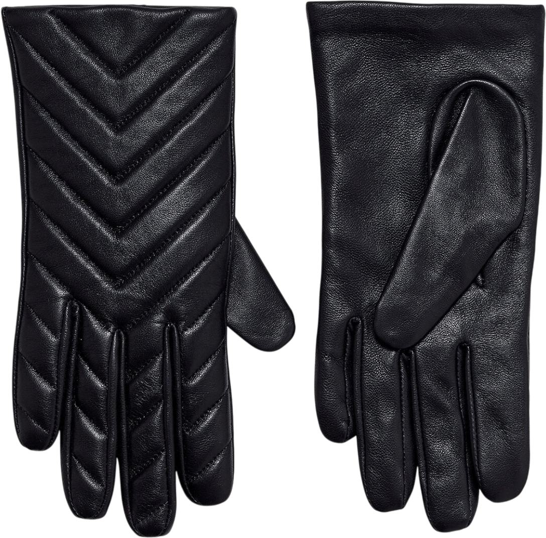 Claudie Pierlot Quilted Black 100% Calfskin Leather Gloves Sz2 UK S/M - Reliked
