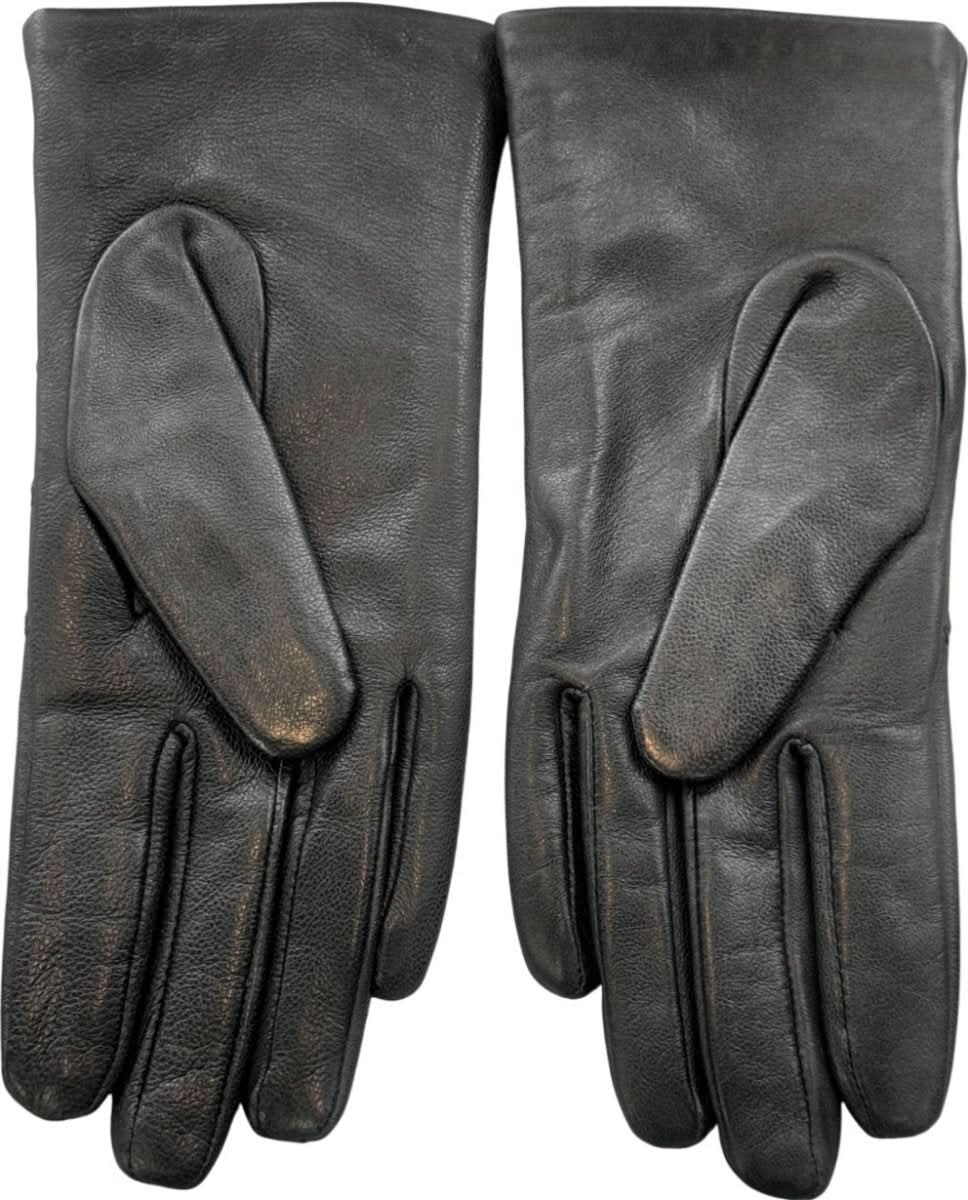 Claudie Pierlot Quilted Black 100% Calfskin Leather Gloves Sz2 UK S/M - Reliked