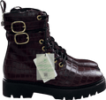 Claudie Pierlot Red Annabella Burgundy Croco Bordeaux Leather Boots UK 6 EU 39 👠 - Reliked