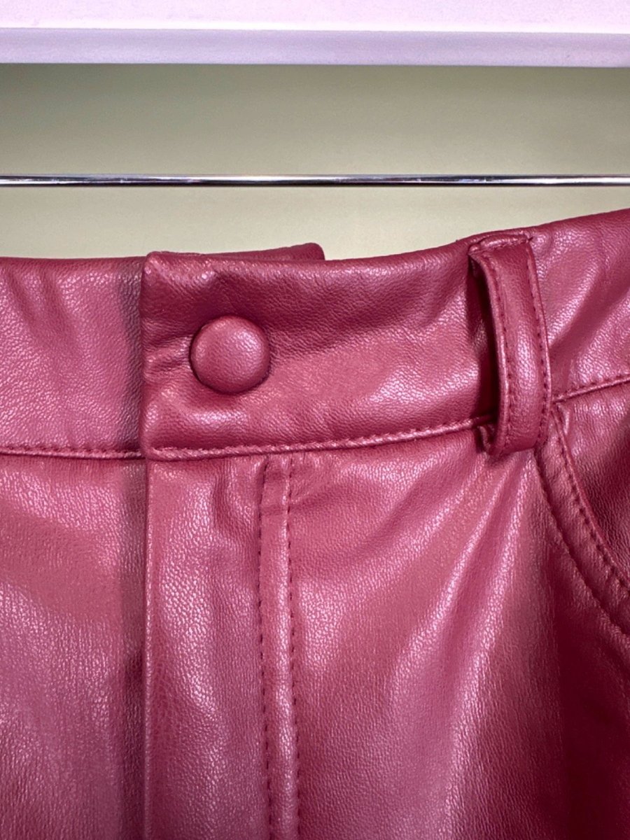 CLO Burgundy Leather Maxi Skirt UK 8 - Reliked