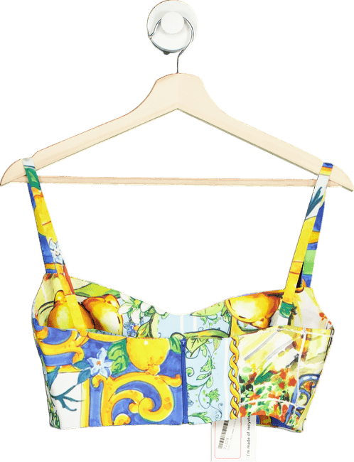 CLO Multi - Coloured Printed Crop Top 36 UK 8 - Reliked