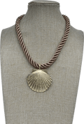 cloud eighteen Beige Large Charm Tan Rope Necklace One Size - Reliked