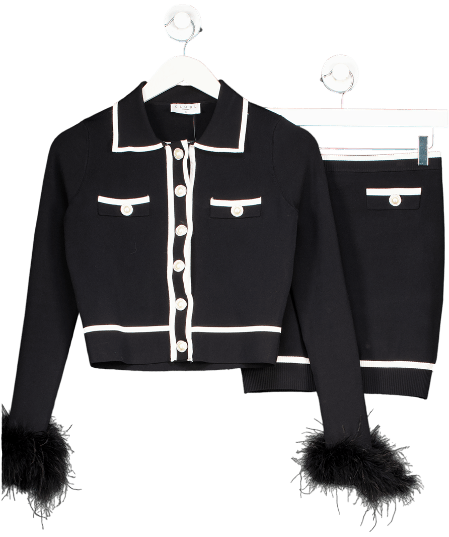 Club L Black Siene Top And Knit Mini Skirt UK S - Reliked