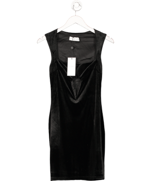 Club L Black Velvet Extreme Plunge Cut Out Mini Dress UK 8