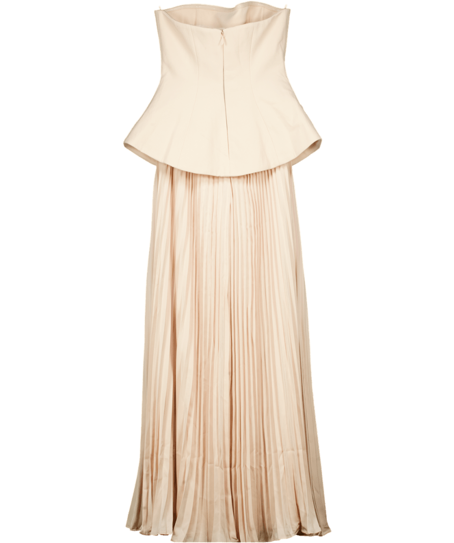 Club L Cream Feeling Good Nude Bandeau Jumpsuit With Pleated Trouser UK 8 - Reliked