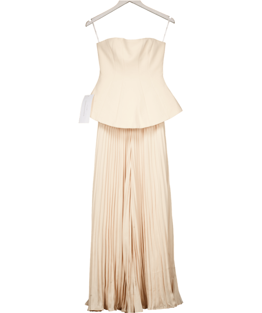 Club L Cream Feeling Good Nude Bandeau Jumpsuit With Pleated Trouser UK 8 - Reliked