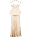 Club L Cream Feeling Good Nude Bandeau Jumpsuit With Pleated Trouser UK 8 - Reliked