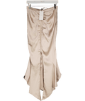 Club L Cream Per Favore Champagne Satin Ruched Split Maxi Skirt UK 8 - Reliked