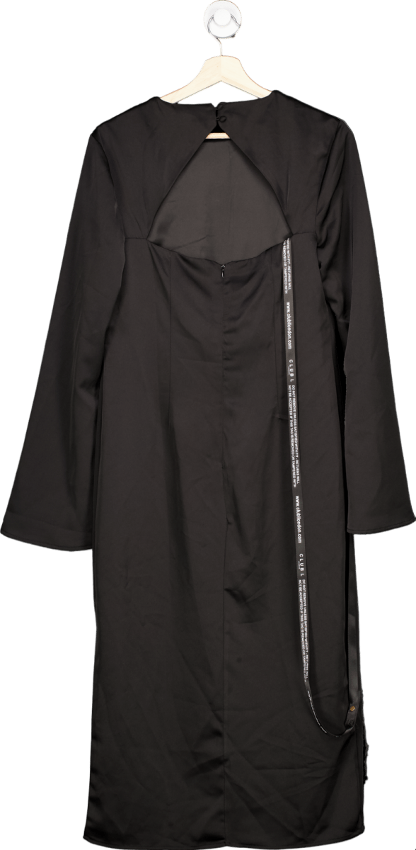 Club L London Black Long Sleeve Midi Dress with High Neckline UK 12 - Reliked