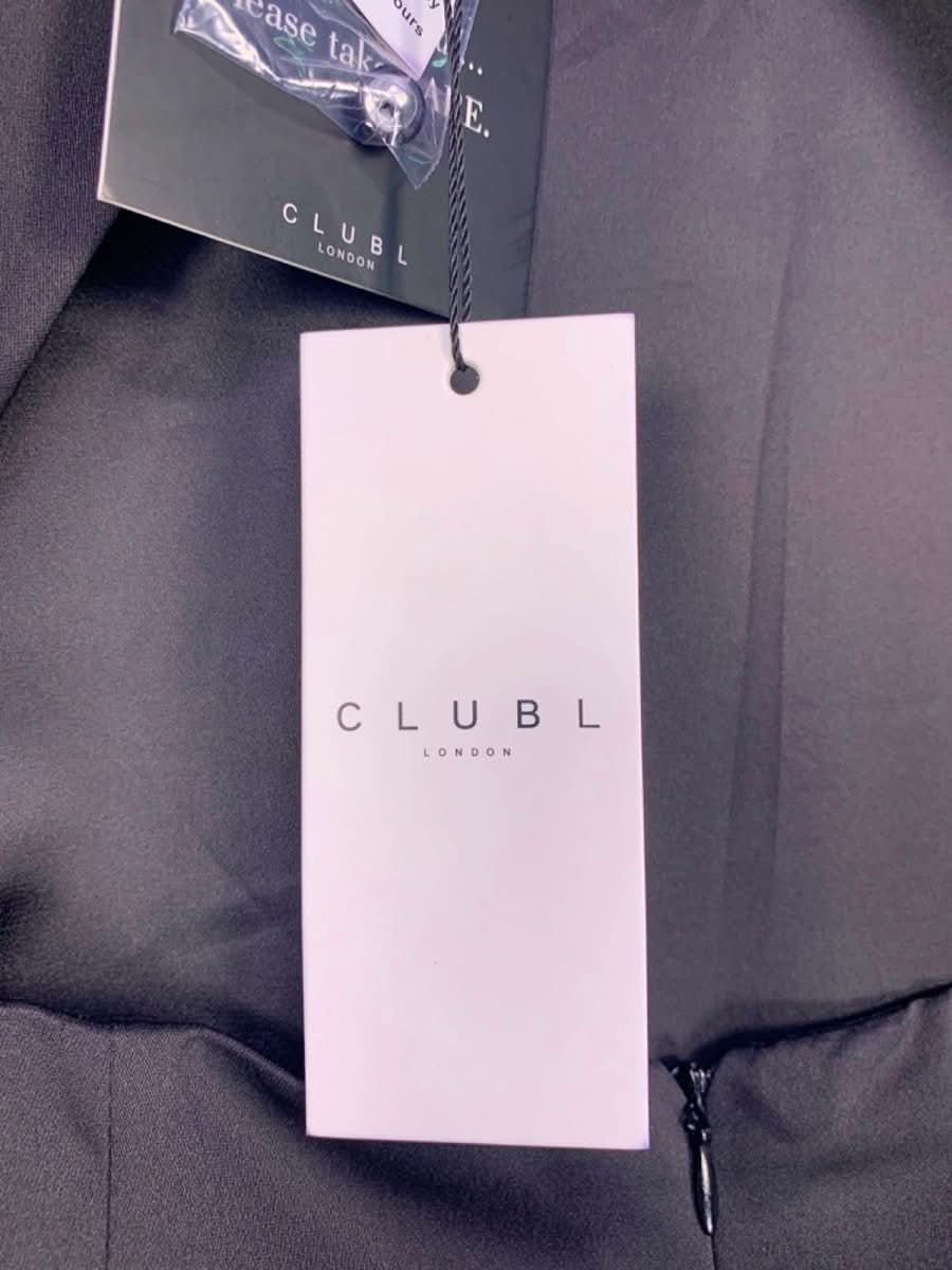 Club L London Black Long Sleeve Midi Dress with High Neckline UK 12 - Reliked