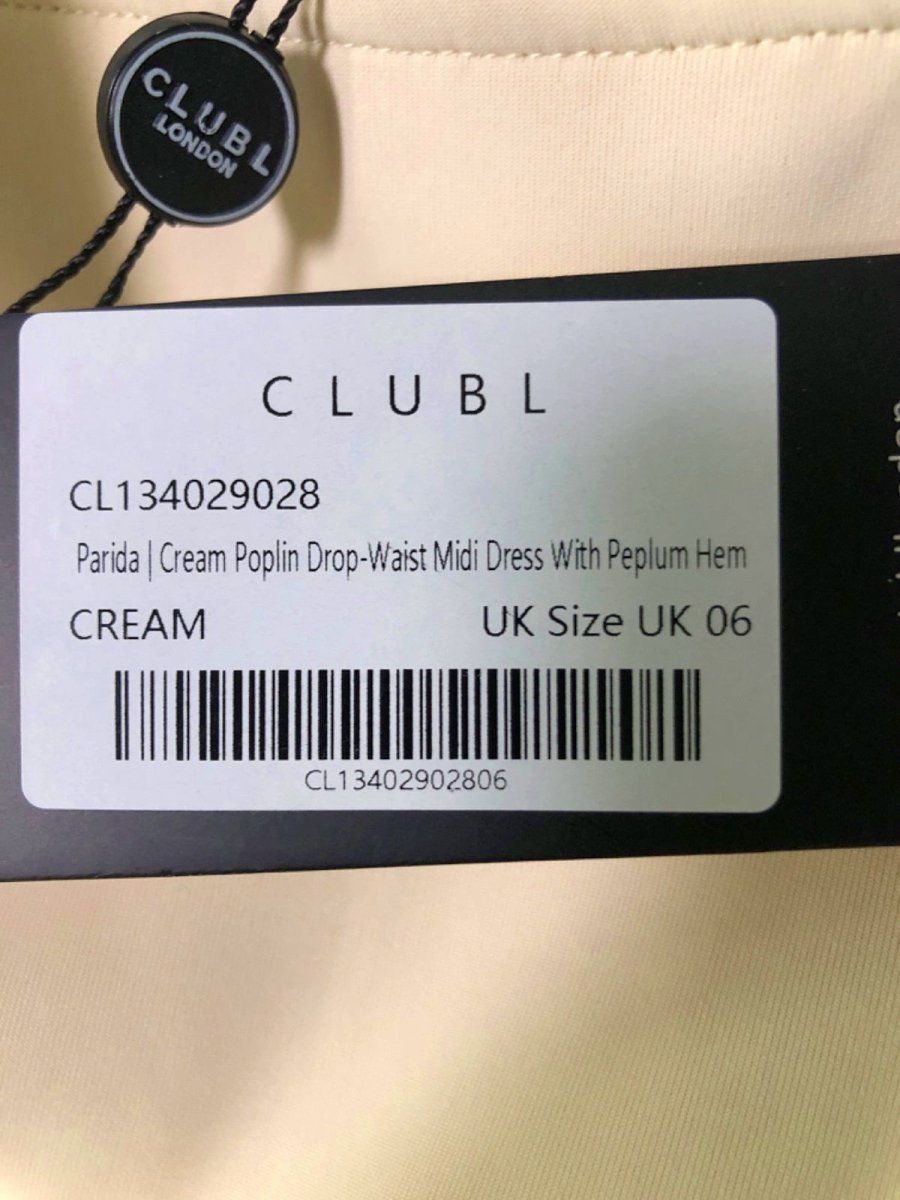 Club L London Cren Drop - Waist Midi Dress with Peplum Hem UK 06 - Reliked