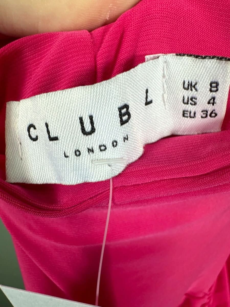 Club L London Pink Ruched Maxi Dress UK 8 - Reliked