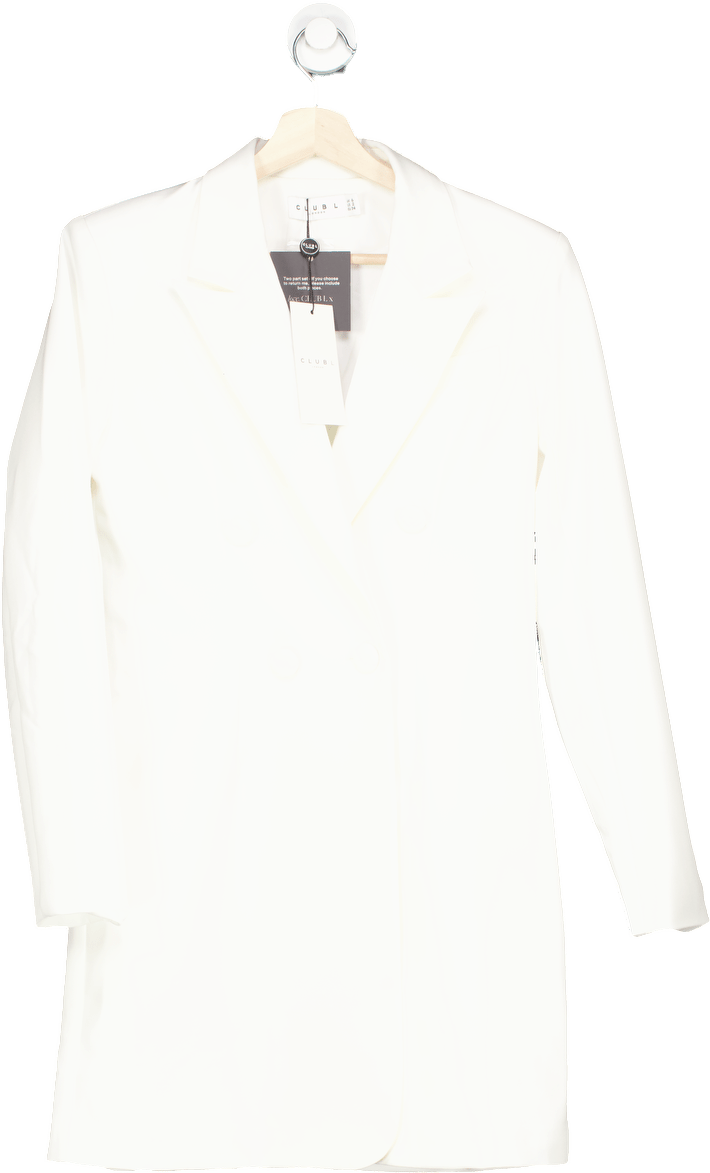 Club L London White Tailored Blazer Mini Dress with Bow UK 6 - Reliked