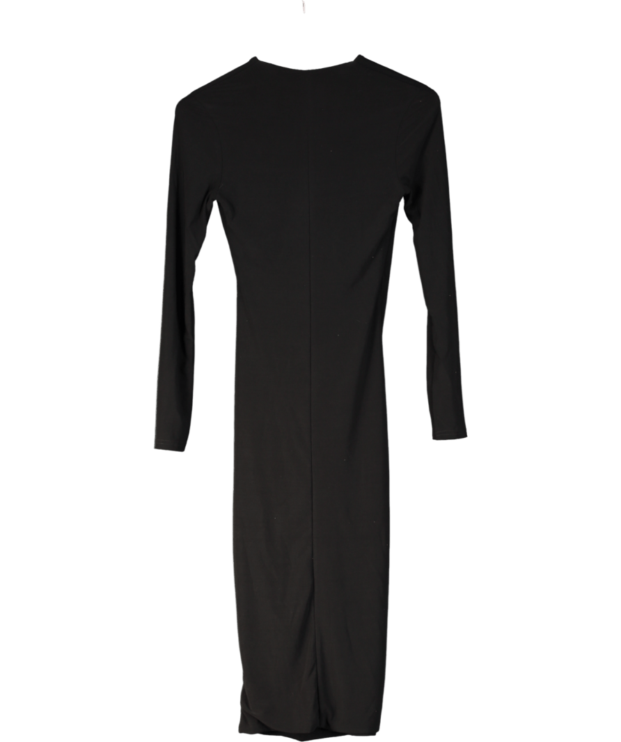 Club L Marcia Black Bodycon Plunge - neck Midi Dress UK 8 - Reliked