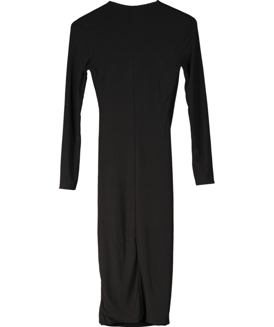 Club L Marcia Black Bodycon Plunge - neck Midi Dress UK 8 - Reliked