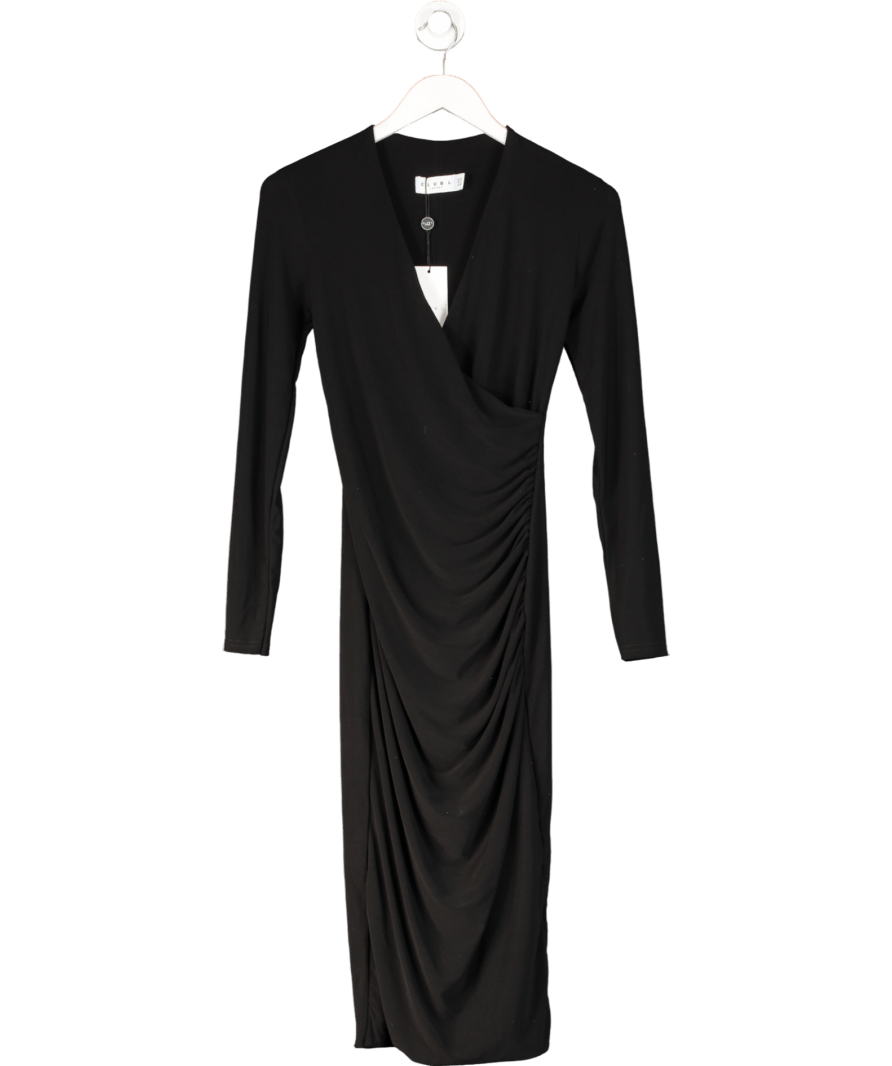 Club L Marcia Black Bodycon Plunge - neck Midi Dress UK 8 - Reliked