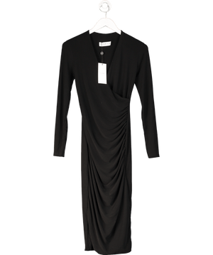 Club L Marcia Black Bodycon Plunge-neck Midi Dress UK 8