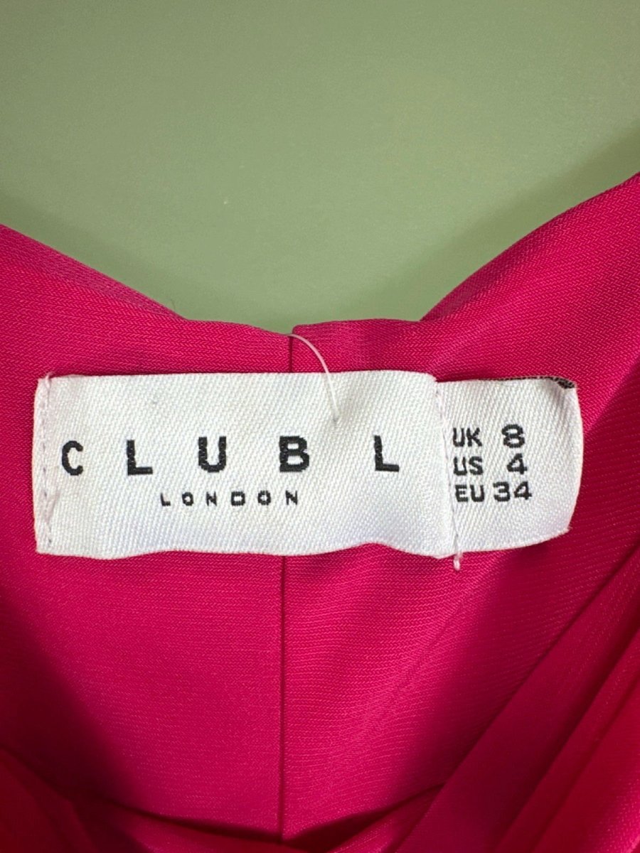 Club L Pink Long Sleeve Ruched Dress UK 8 - Reliked