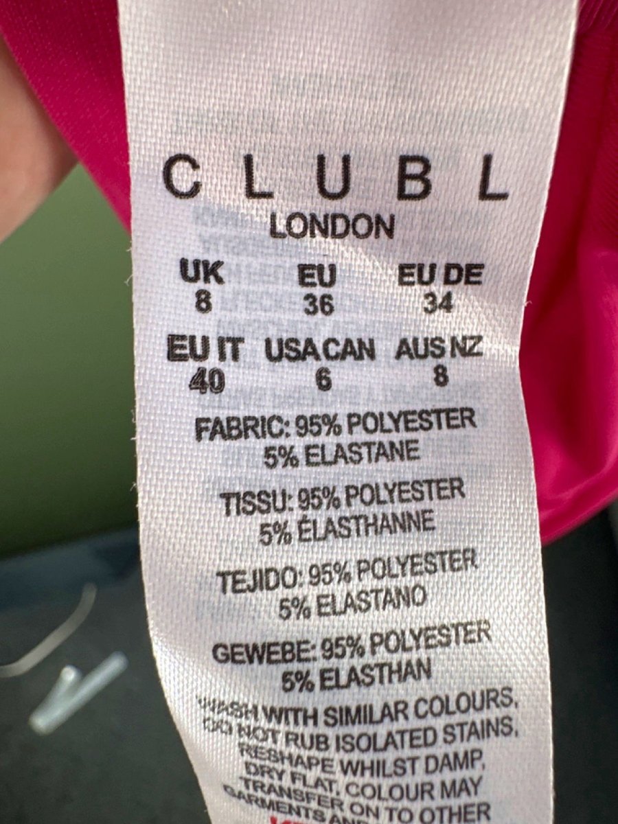 Club L Pink Long Sleeve Ruched Dress UK 8 - Reliked