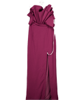 Club L Purple Plum Ruffled Strapless Split Maxi Dress UK 10 - Reliked