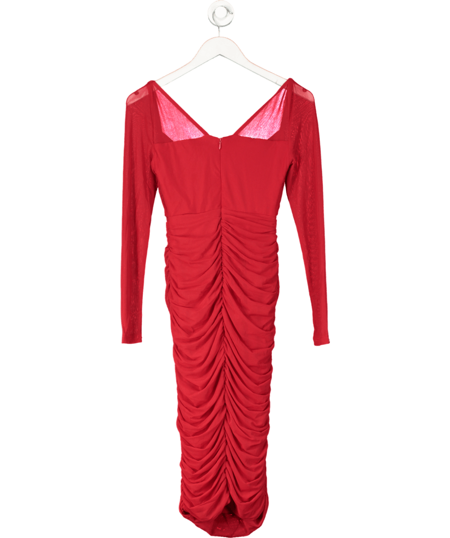Club L Red Abiba Ruched Front Corset Midi Dress UK 8 - Reliked