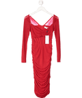 Club L Red Abiba Ruched Front Corset Midi Dress UK 8 - Reliked