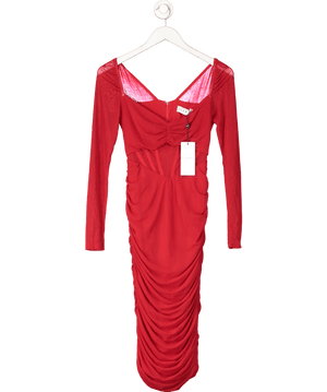 Club L Red Abiba Ruched Front Corset Midi Dress UK 8