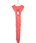 Club L Unwrapped Coral Pink Ruched Twist Bardot Midi Dress UK 10 - Reliked