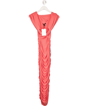 Club L Unwrapped Coral Pink  Ruched Twist Bardot Midi Dress UK 10