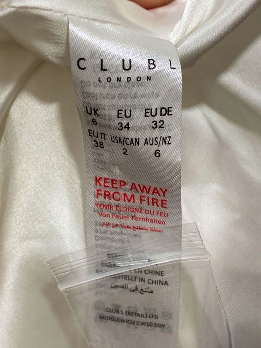 Club L White Pleated High - Neck Skater Mini Dress With Cape Sleeves UK 6 - Reliked