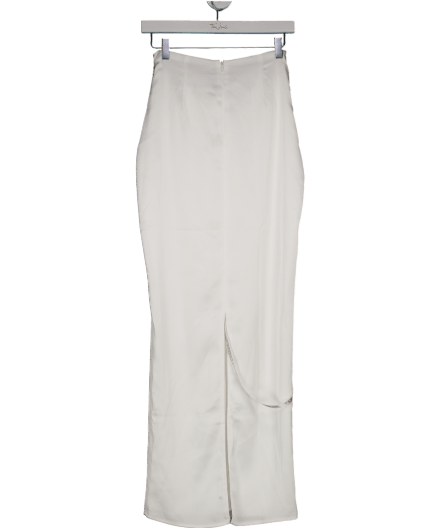 Club L White Rosita Ruched Maxi Skirt UK 6 - Reliked